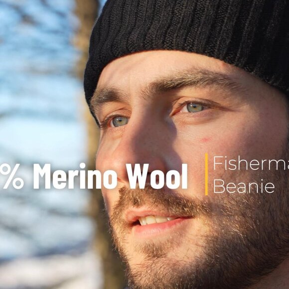100% Merino Wool Fisherman Beanie Winter Hat for Men Women main image 5
